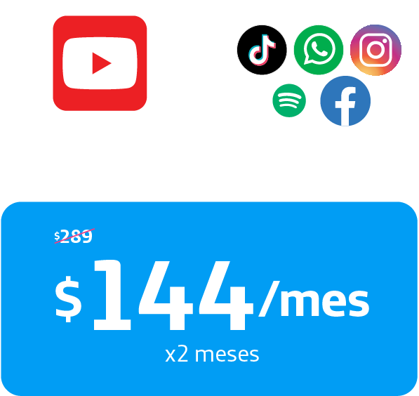 Plan GigaMove 12 | $269 por 3 meses | TikTok, Whatsapp, Instagram, Spotify, Facebook y más Apps Ilimitadas